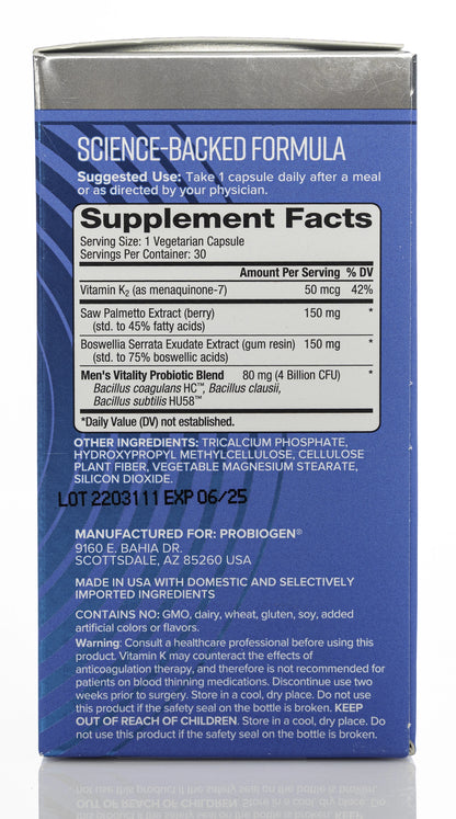 Probiogen Men's Vitality Spore Probiotic 30 Capsules