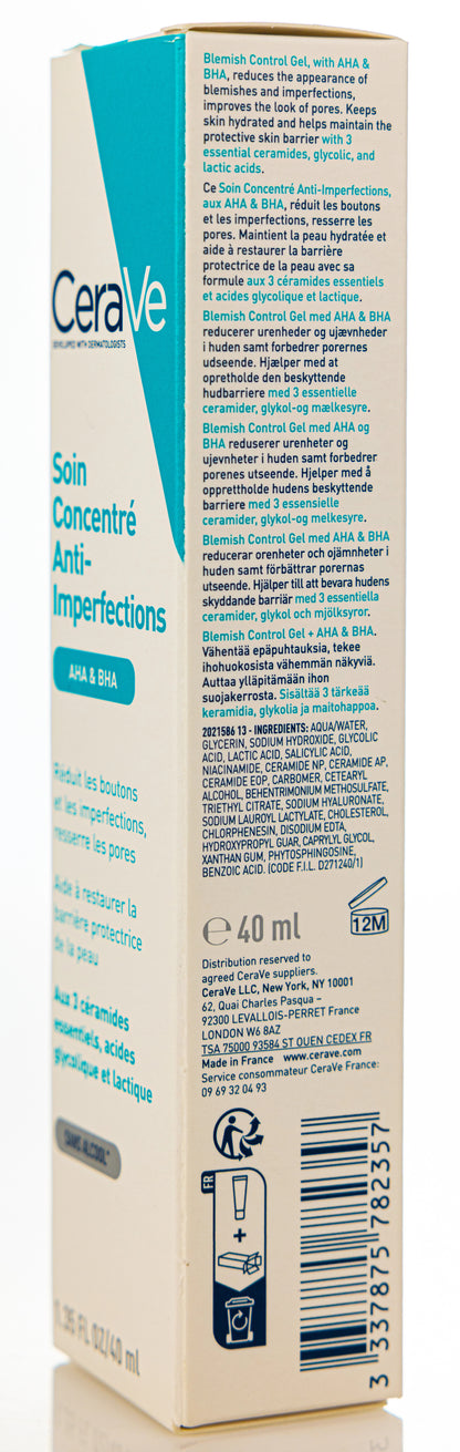 CeraVe Blemish Control Gel with AHA & BHA Gel 40 Ml