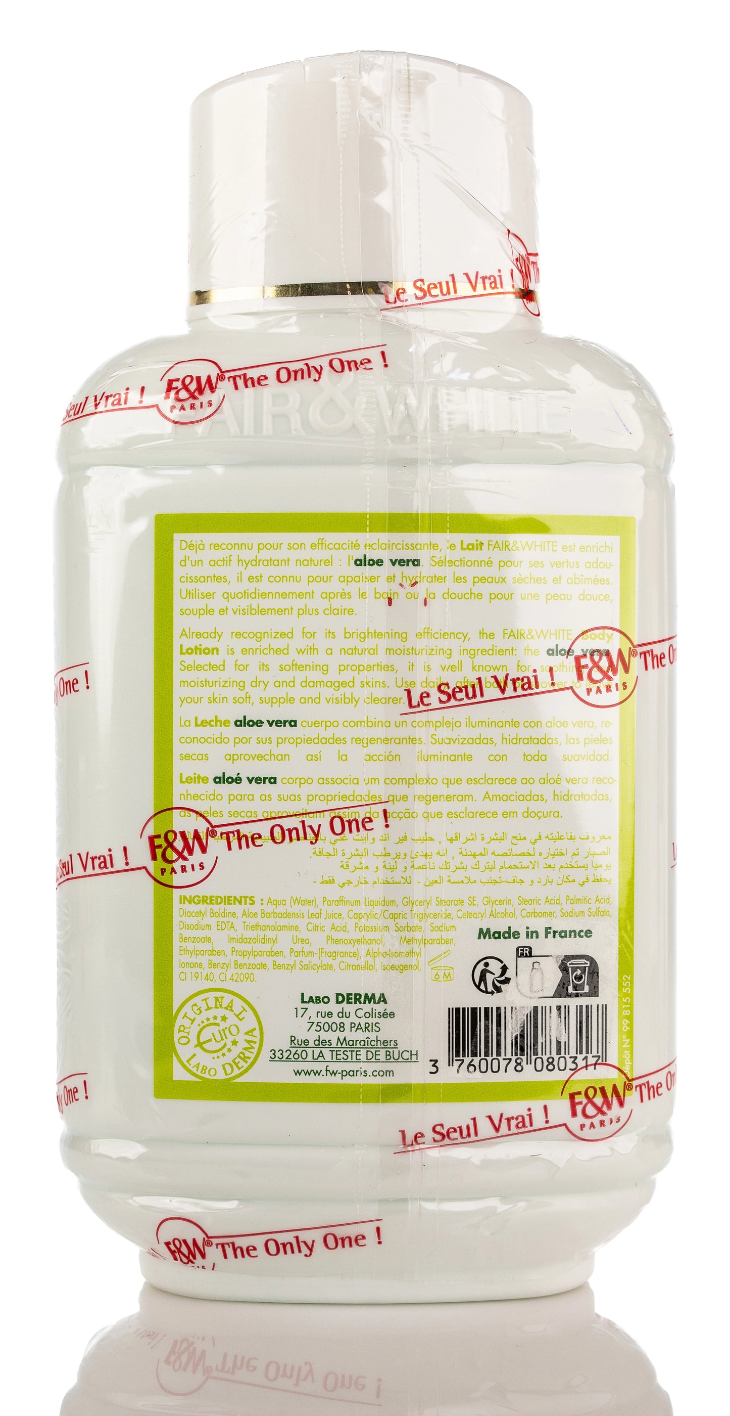 Fair And White Lait Aloe Vera Brightening and Moisturizing Body Lotion 485 Ml