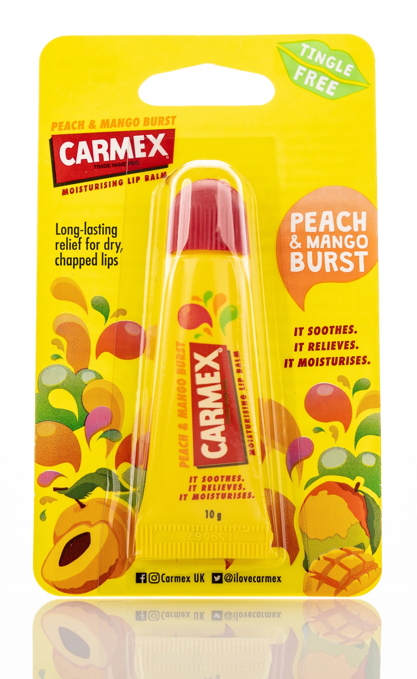 Carmex Peach & Mango Burst Moisturizing Lip Balm 10 Gm