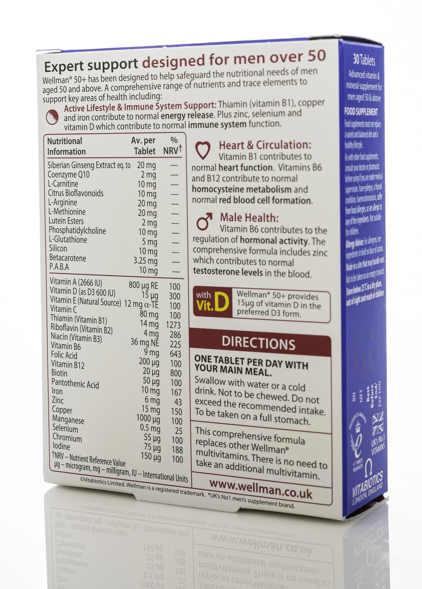 Vitabiotics Wellman 50+ 30 Tablets