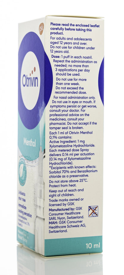 Otrivin 0.1% Menthol Spray 10Ml