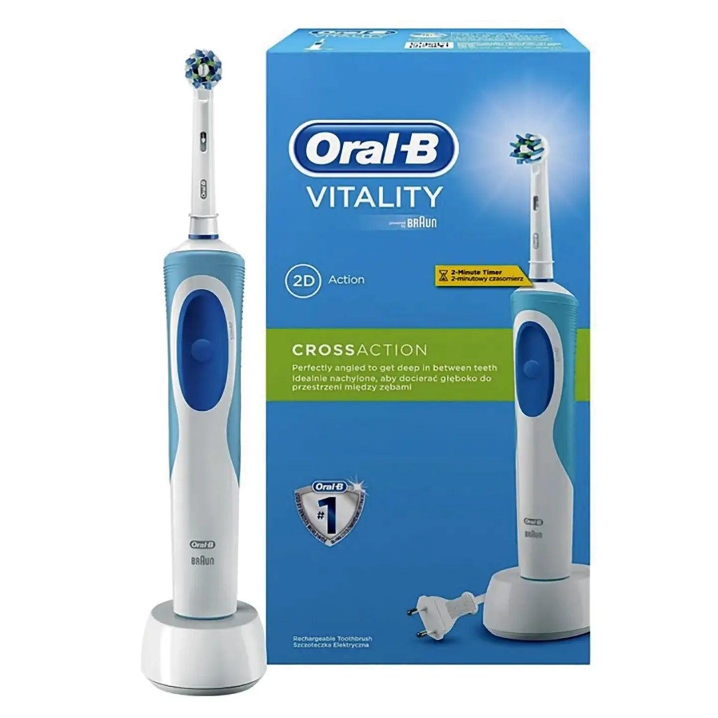 Oral-B Braun Vitality 2D Cross Action Black Rechargable Toothbrush-[D12513]