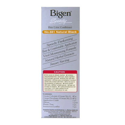 Bigen Speedy Hair Color  Conditioner Natural Black 881 Cream 40 G