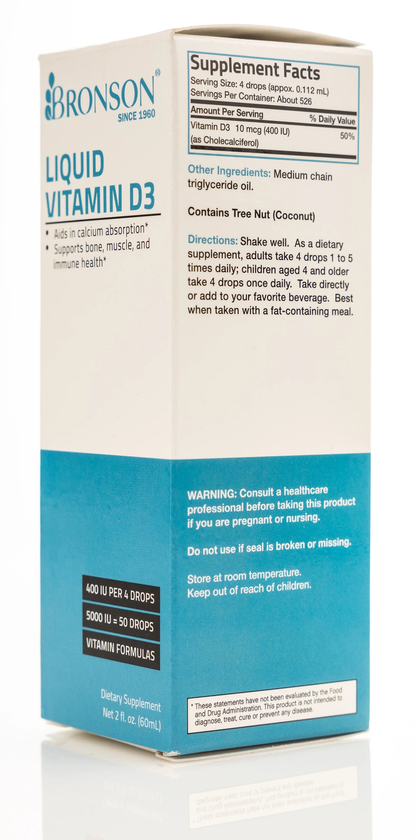 Bronson Vitamin D3 400 IU Liquid 60 Ml