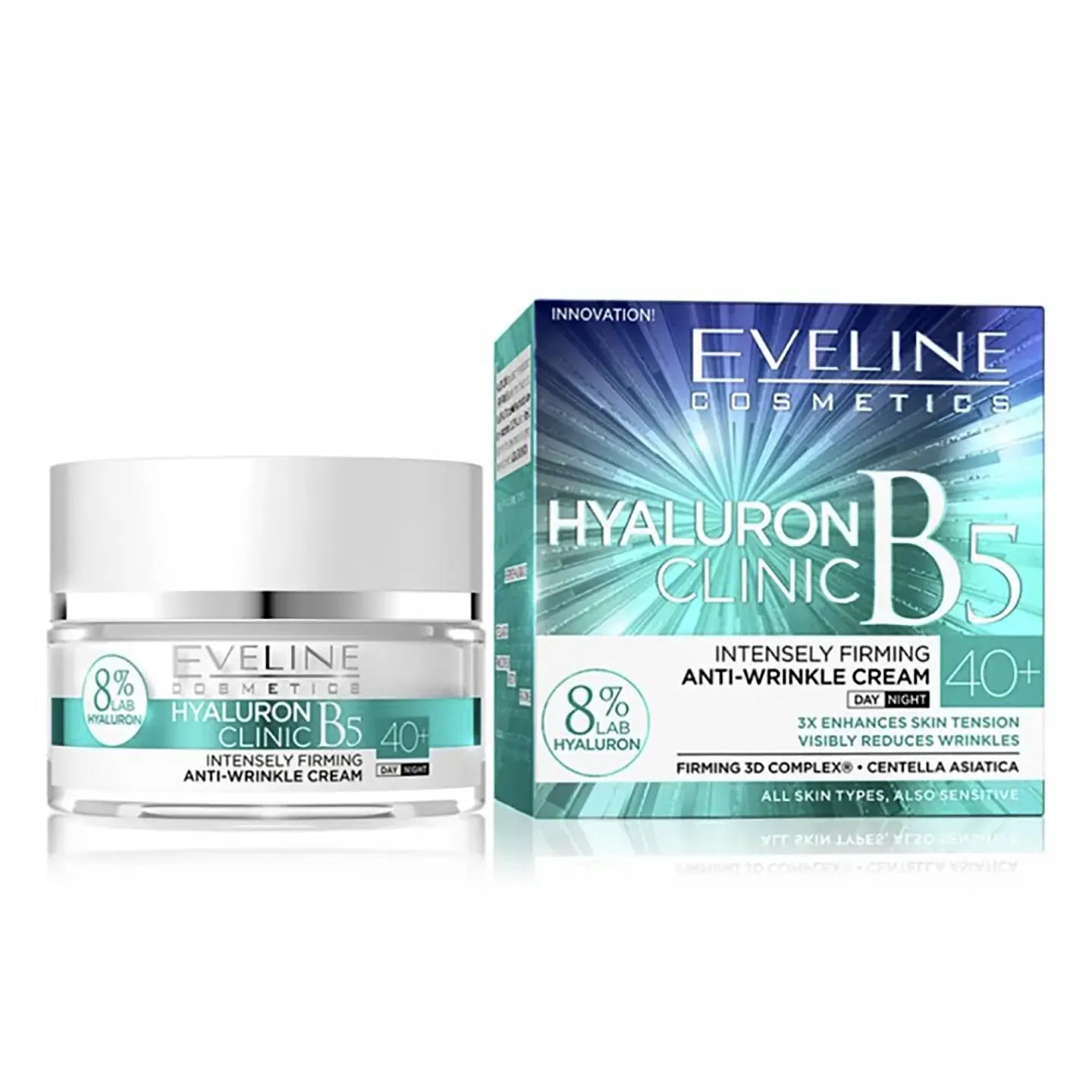 Eveline 40+ Hyaluron Clinic B5 Intensely Firming Anti-Wrinkle  Day and  Night Cream 50 Ml