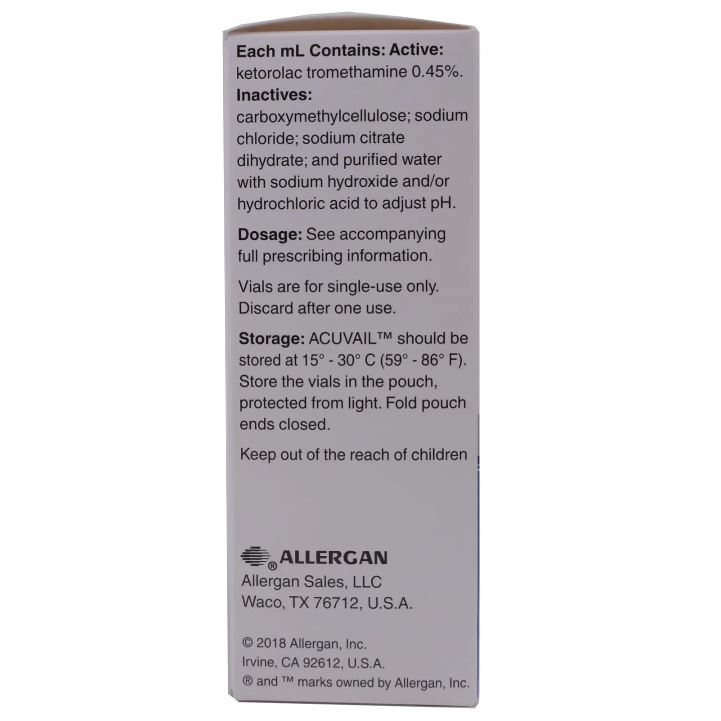 Acuvail 0.45% 30X0.4 Ml Eye Drops