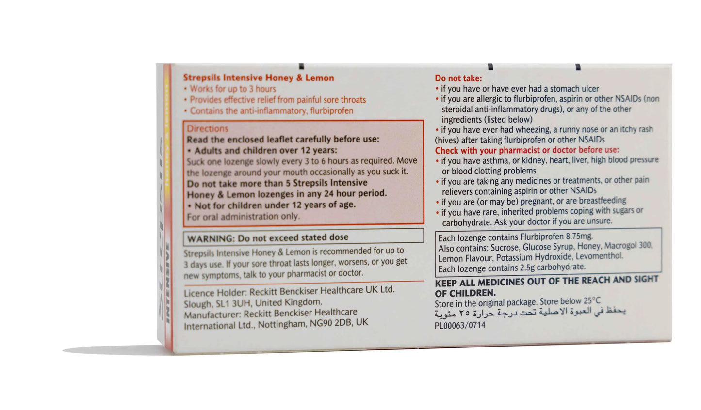Strepsils Intensive Honey & Lemon 16 Lozenges
