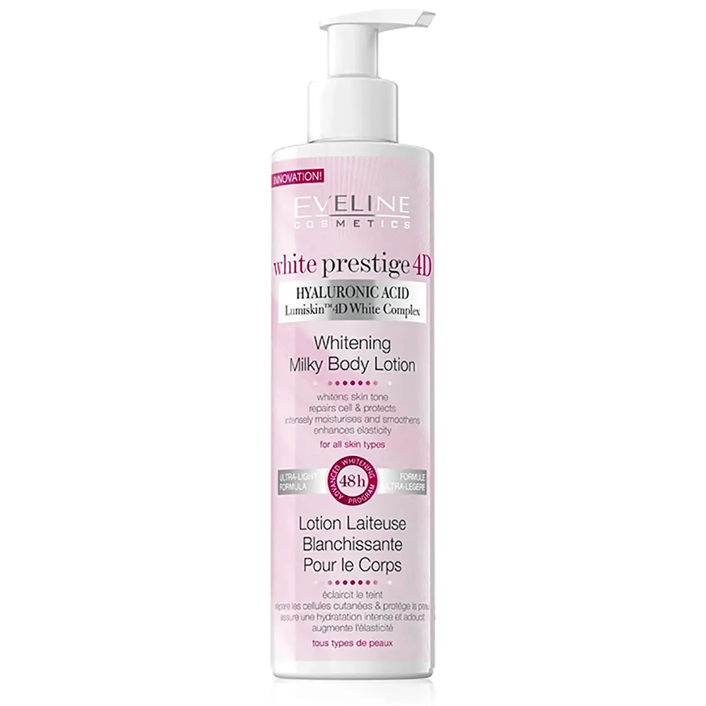 Eveline White Prestige 4D Whitening Milky Body Lotion with Hyaluronic Acid 245 Ml