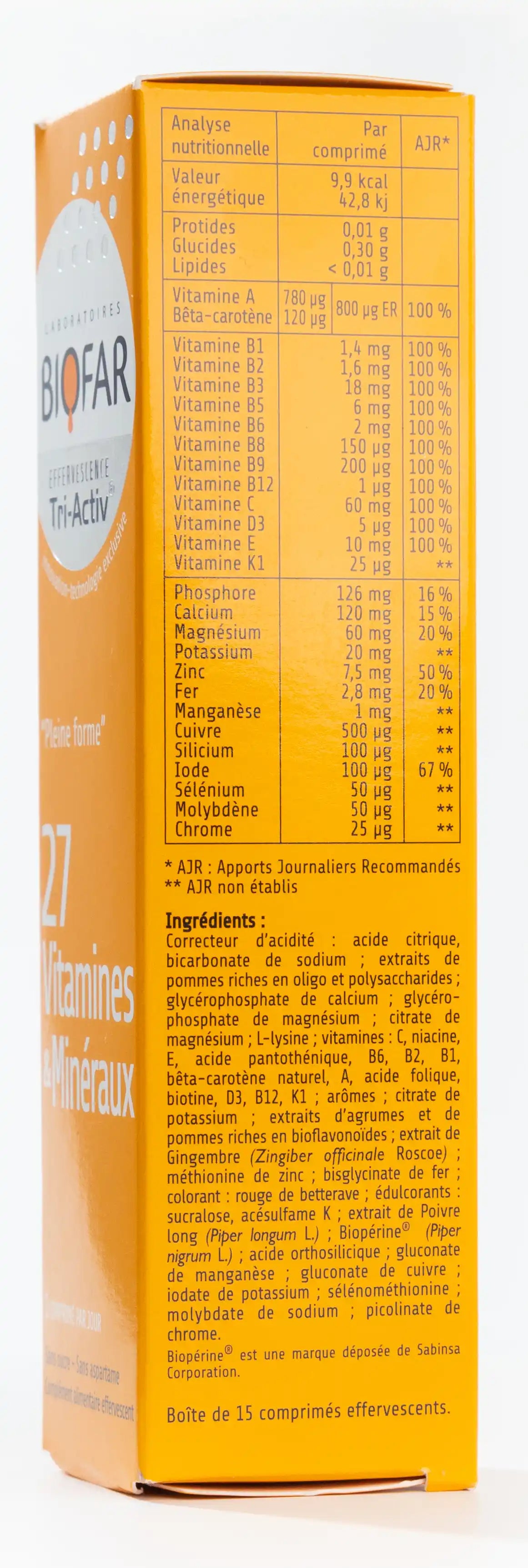 Biofar 27 Vitamins & Minerals 15 Effervescent Tablets
