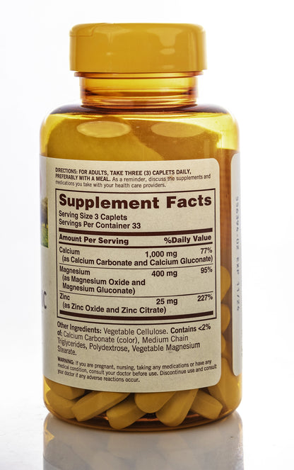 Sundown Calcium, Magnesium&Zinc 100 Caplets