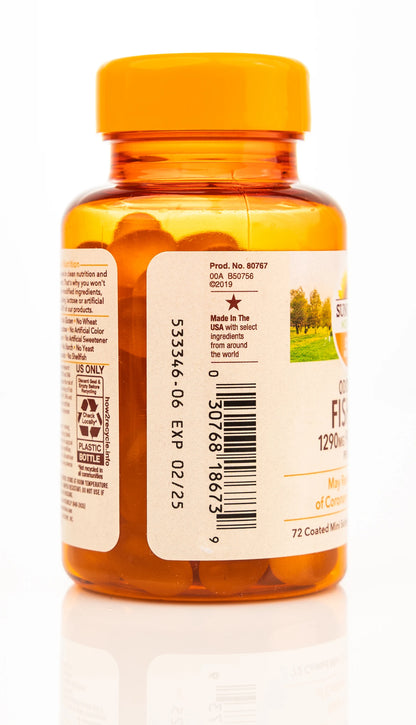 Sundown Odorless Fish Oil 1290mg [Omega-3 900 mg] 72 Softgels