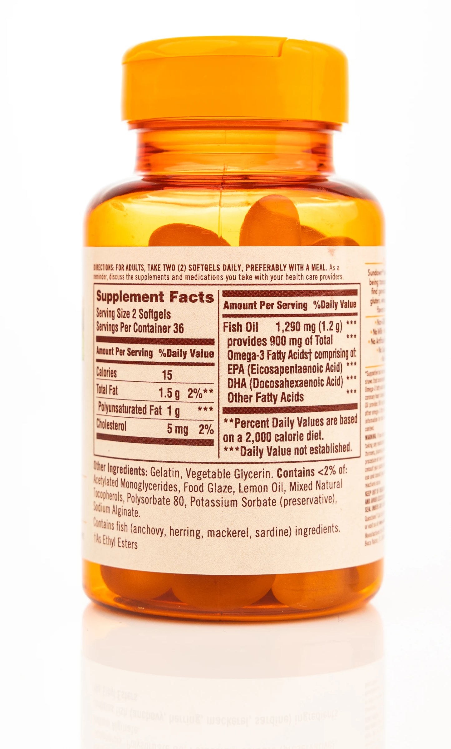 Sundown Odorless Fish Oil 1290mg [Omega-3 900 mg] 72 Softgels