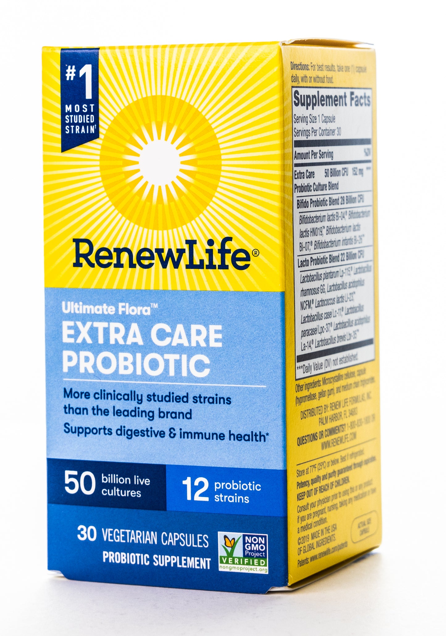 RenewLife Ultimate Flora Extra Care 30 Billion Live Cultures-12 Probiotic Strains 30 Capsules