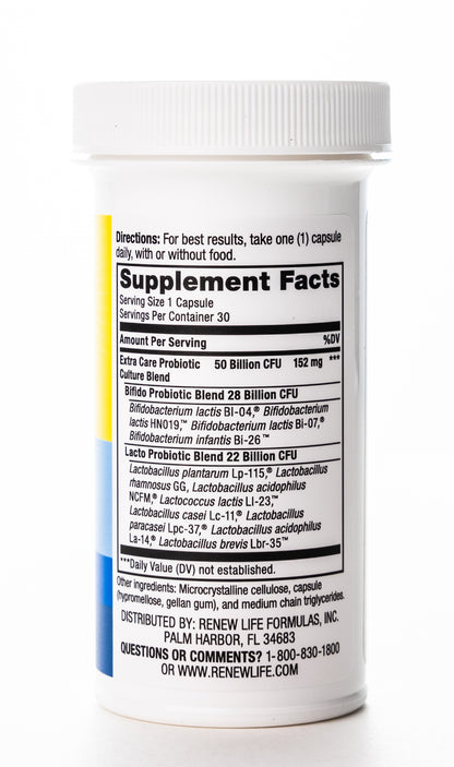 RenewLife Ultimate Flora Extra Care 30 Billion Live Cultures-12 Probiotic Strains 30 Capsules