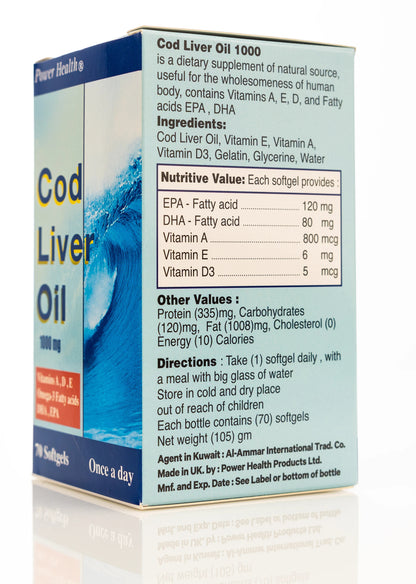Power Health Cod Liver Oil 1000 mg 70 Softgels