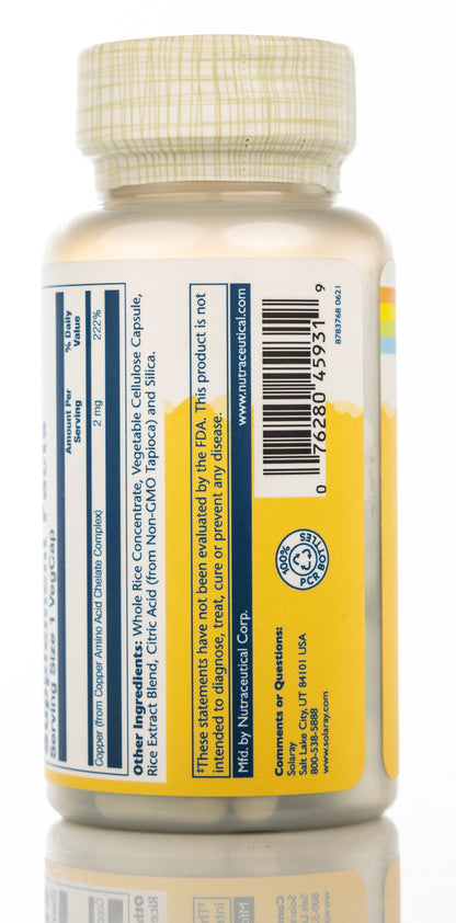Solaray Copper 2mg 100 Capsules