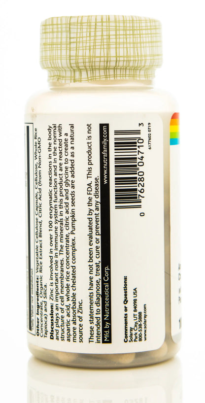 Solaray Zinc 50 mg 100 Capsules