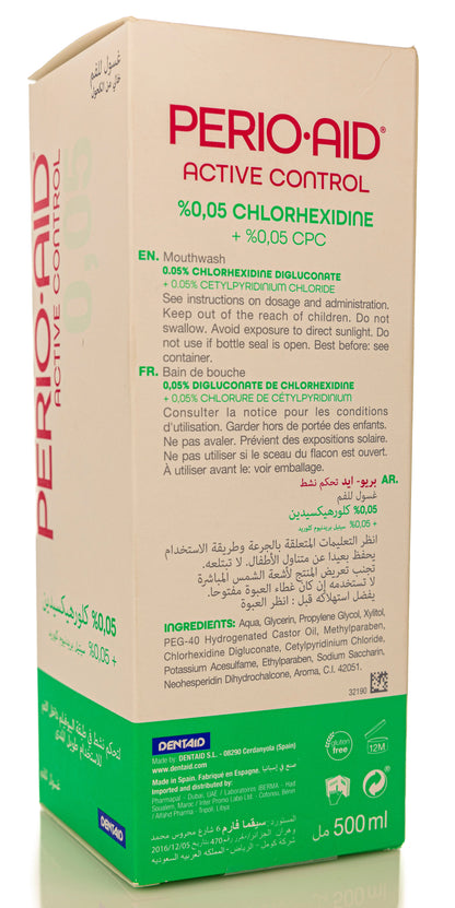 Dentaid Perio-Aid Active Control  0.05% Chlorohexidin Mouthwash 500 ml