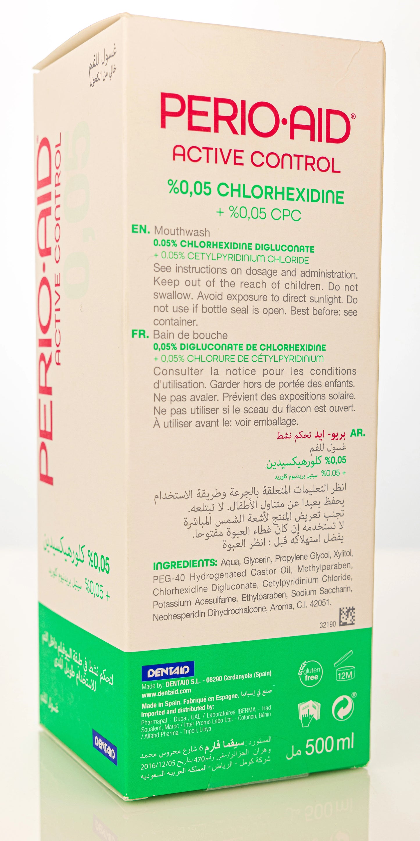 Dentaid Perio-Aid Active Control  0.05% Chlorohexidin Mouthwash 500 ml
