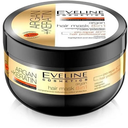 Eveline Argan + Keratin 8 in1 Hair Mask 300 Ml