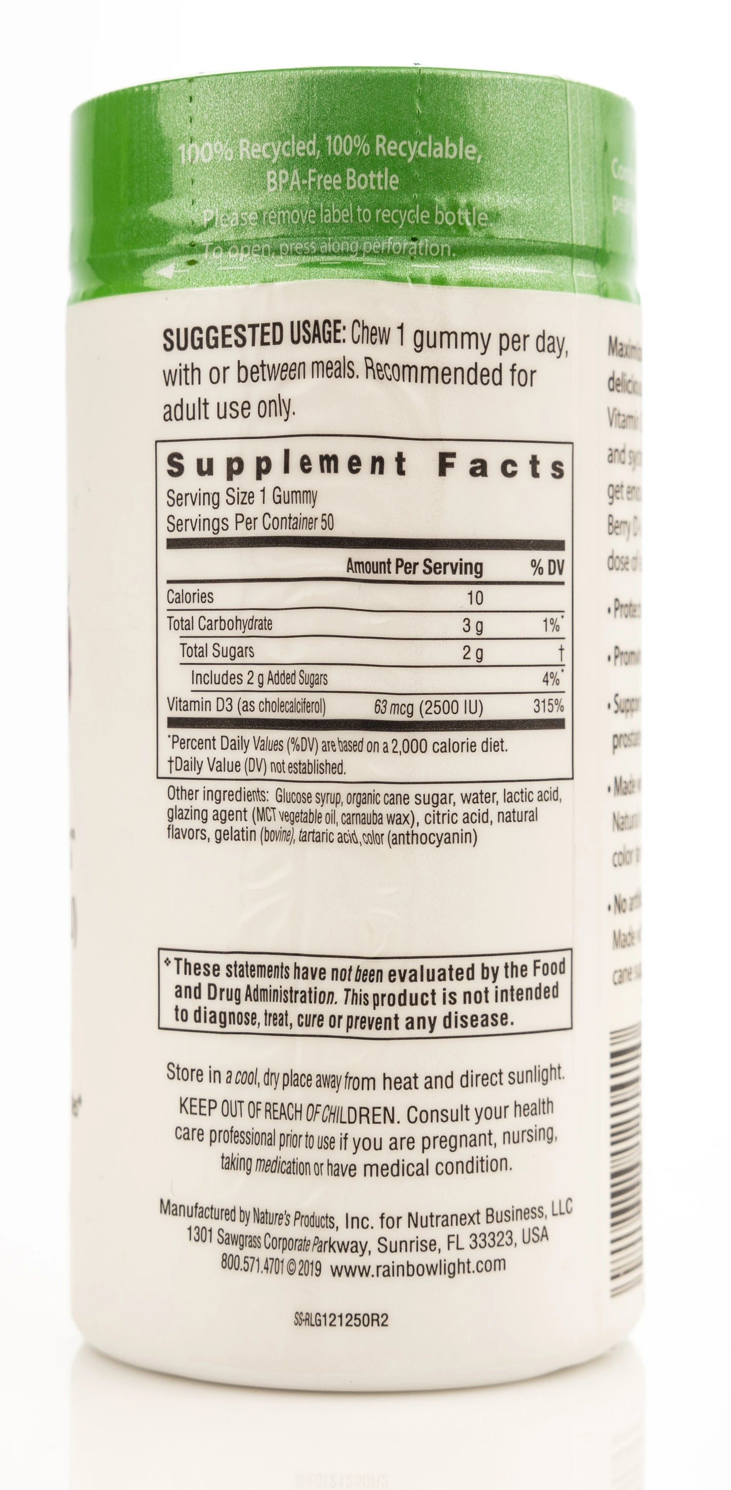 Rainbow Light Berry D-Licious Vitamin D3 2500IU 50 Gummies