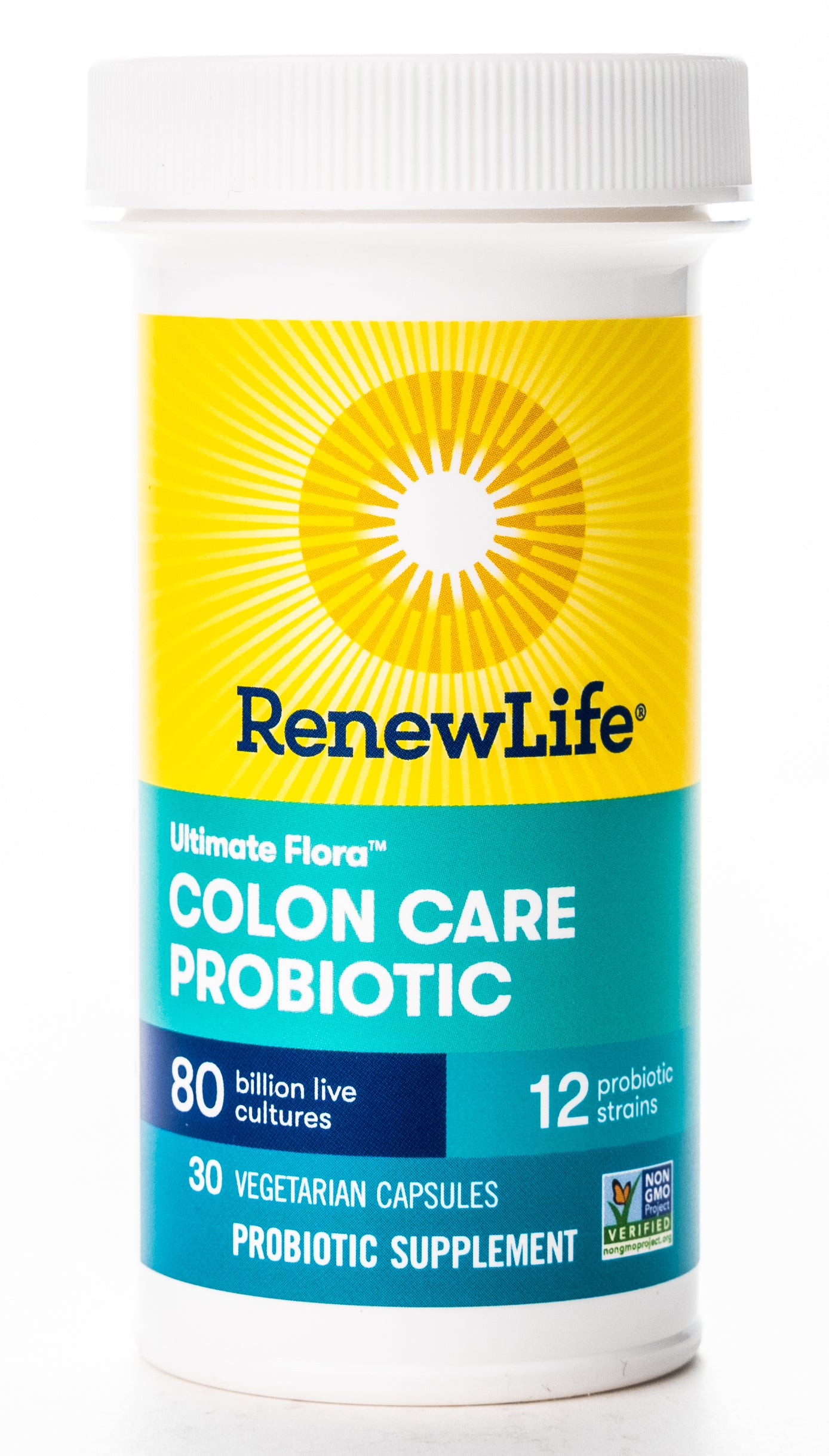RenewLife Ultimate Flora Colon Care 80 Billion Live Cultures-12 Probiotic Strains 30 Capsules