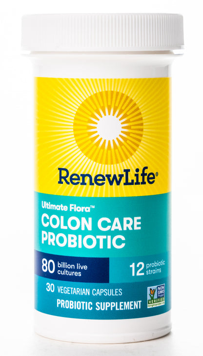 RenewLife Ultimate Flora Colon Care 80 Billion Live Cultures-12 Probiotic Strains 30 Capsules