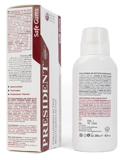 President Safe Gums Active Mouthwash 250ml