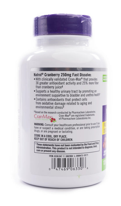 Natrol Cranberry 250mg 120 Fast Dissolve Tabets