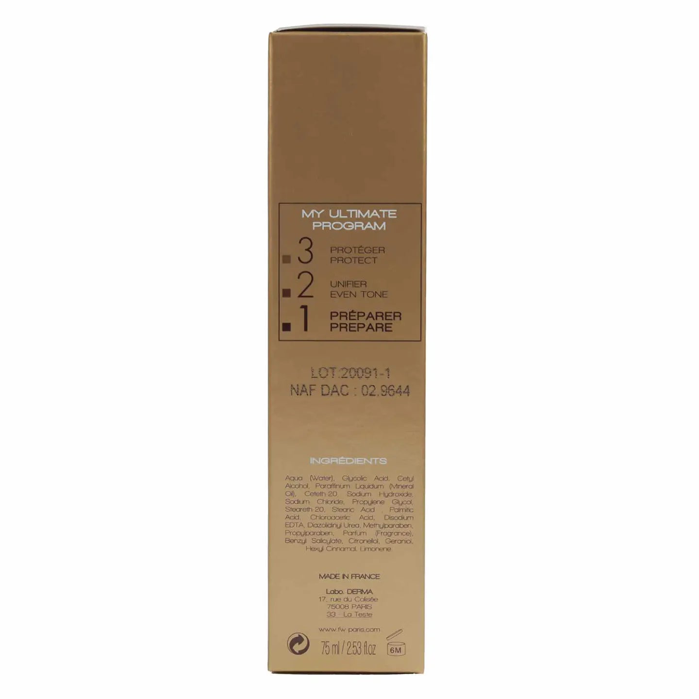 Fair And White Gold 1 Ultimate Prepare Brightening Cream with AHA Exfoliating and Clarifying 75 Ml