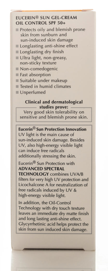 Eucerin Sun Oil Control Dry Touch SPF 50+ Gel-Cream 50 Ml
