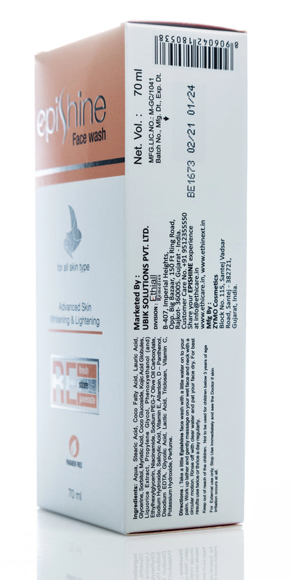 Epishine Advanced Skin
Whitening and Lightening Face Wash 70 Ml