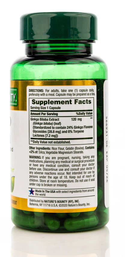 Nature's Bounty Ginkogo Biloba 120mg 100 Capsule
