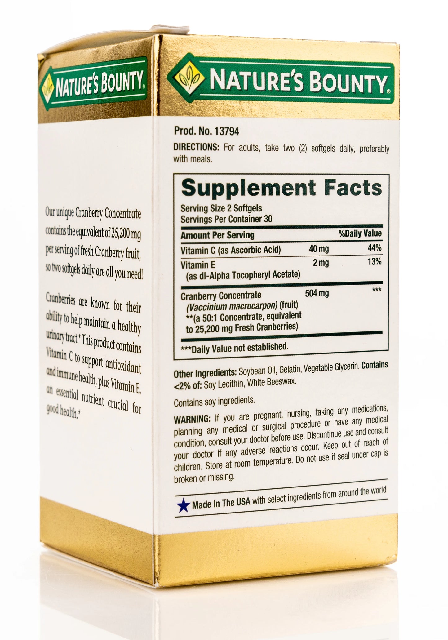 Nature's Bounty Cranberry 25,200mg 60 Softgels