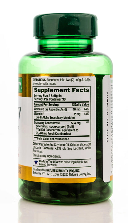 Nature's Bounty Cranberry 25,200mg 60 Softgels