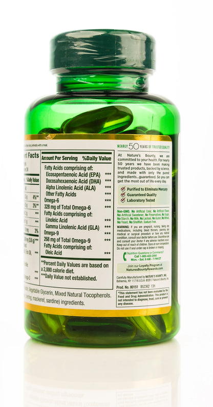 Nature's Bounty Fish,Flax,Borage Omega 3-6-9 72Capsules