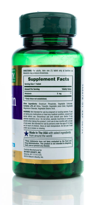 Nature's Bounty Melatonin 5mg 60 Bi-layer Tablets