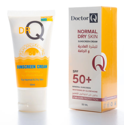 DR Q Sunscreen Cream SPF 50+ Whitening by Glutathione for Normal & Dry Skin 50 Ml  (1+1) Offer Pack