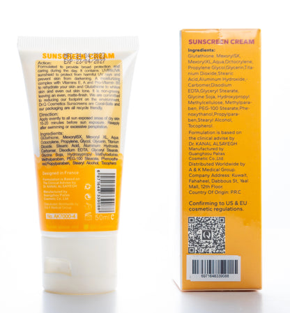 DR Q Sunscreen Cream SPF 50+ Whitening by Glutathione for Normal & Dry Skin 50 Ml  (1+1) Offer Pack