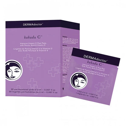 DERMAdoctor Kakadu C Intensive Vitamin C Peel Pad with Ferulic Acid & Vitamin E 30 Wipes