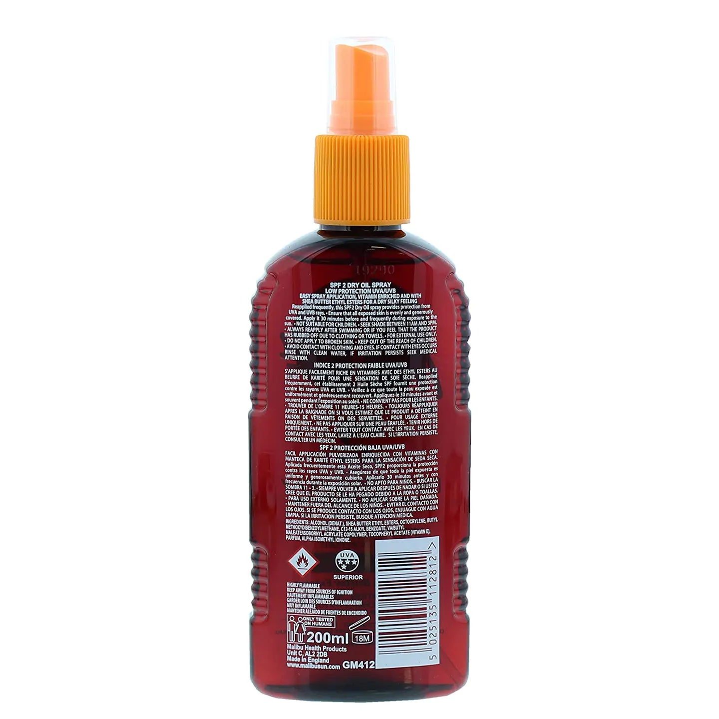 Malibu Spf 2 Dry Oil  Spray 200 Ml