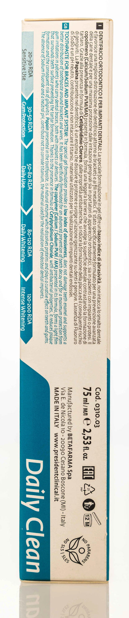 President Daily Clean Ortho Implant Toothpaste 75ml