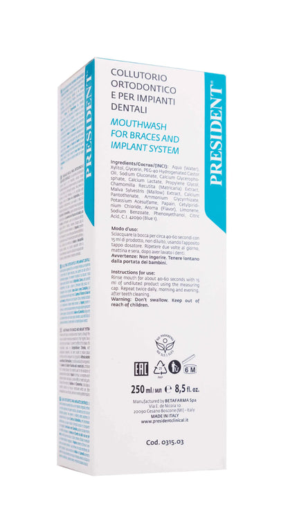 President Daily Clean Ortho Implant Mouthwash 250ml