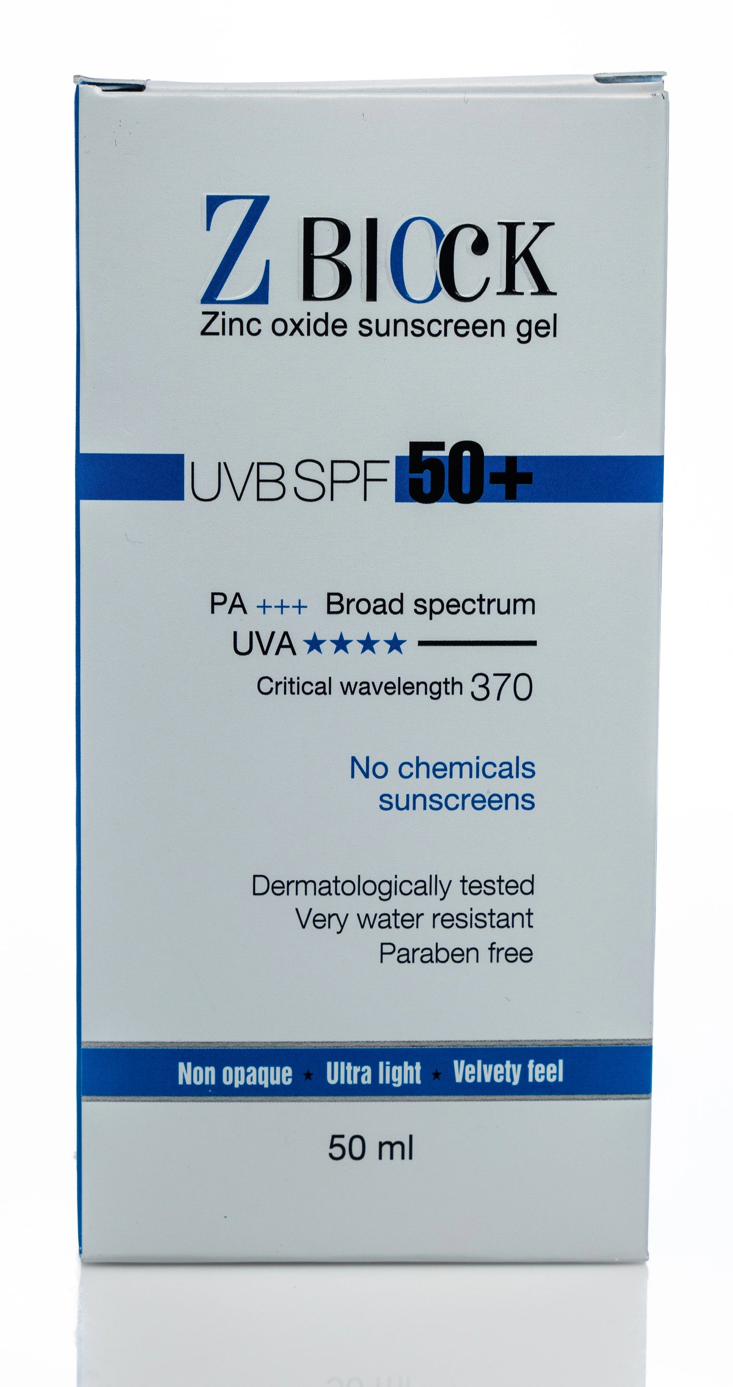 Zblock UVB SPF 50+ Sunscreen Gel 50 ml
