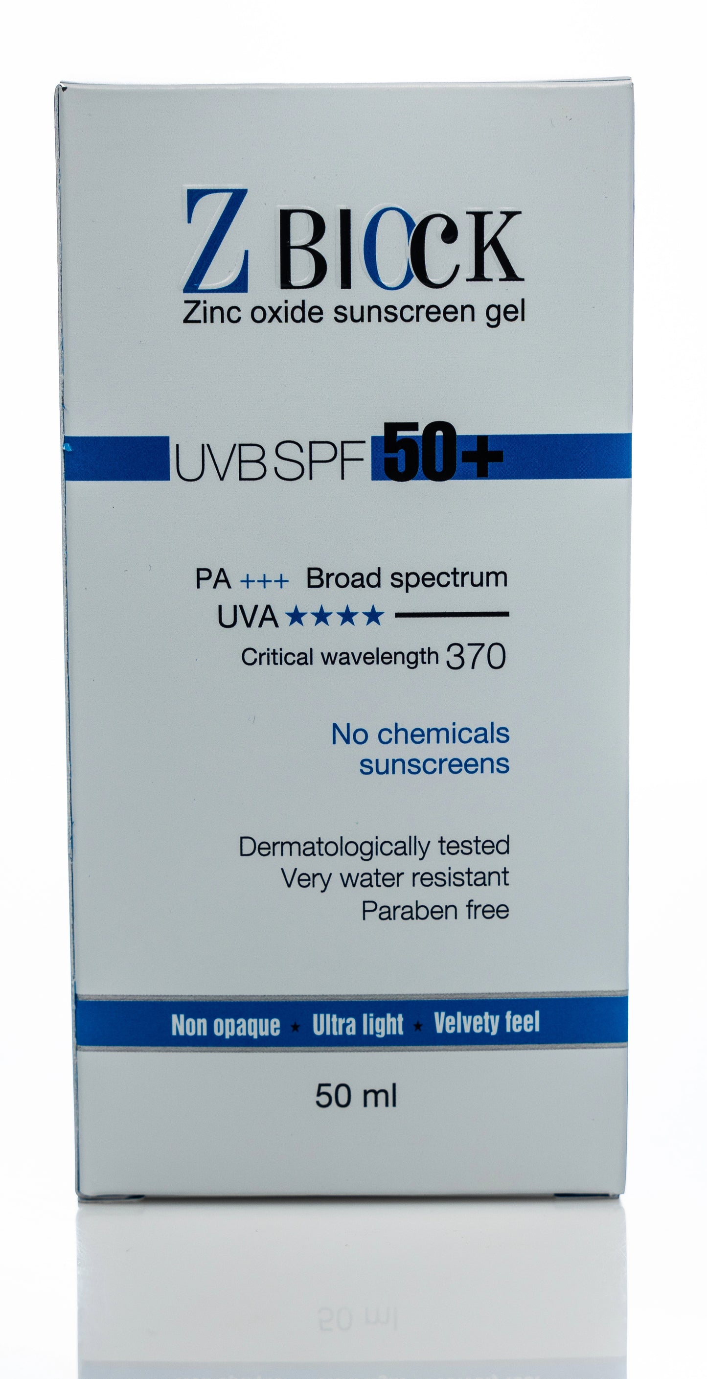 Zblock UVB SPF 50+ Sunscreen Gel 50 ml
