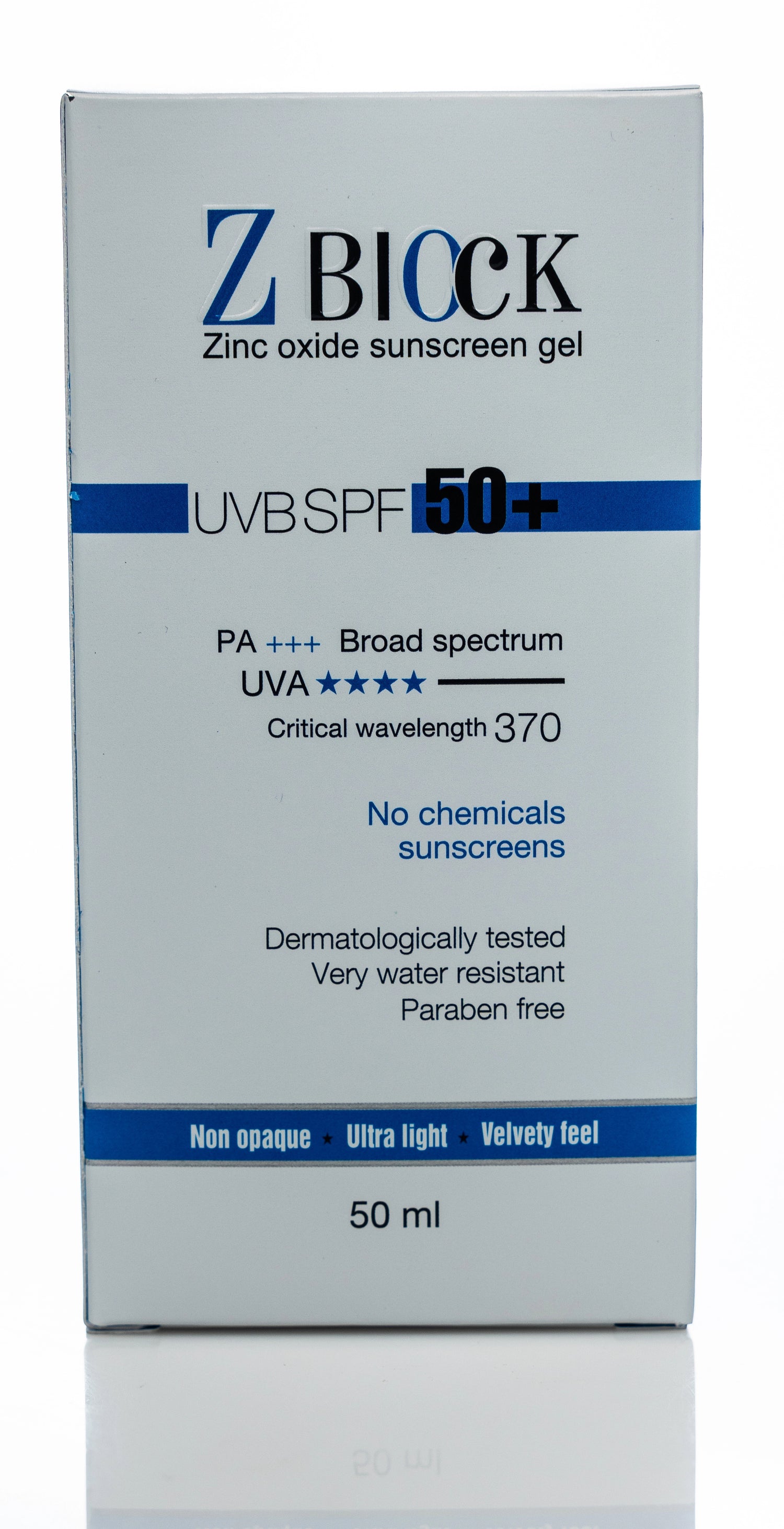 Zblock UVB SPF 50+ Sunscreen Gel 50 ml