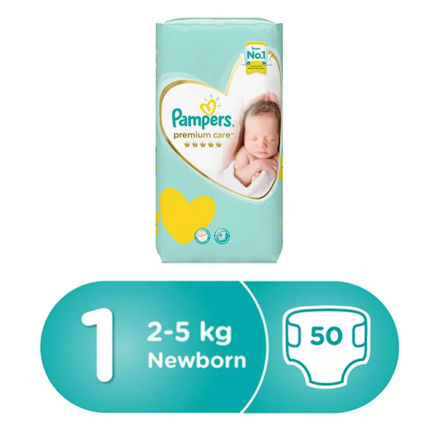 Pampers 1 Premium Care 2-5Kg 50 Pieces