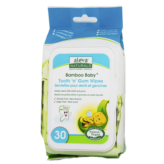 Aleva Naturals Bamboo Baby Tooth And Gum Wipes 30 Pieces