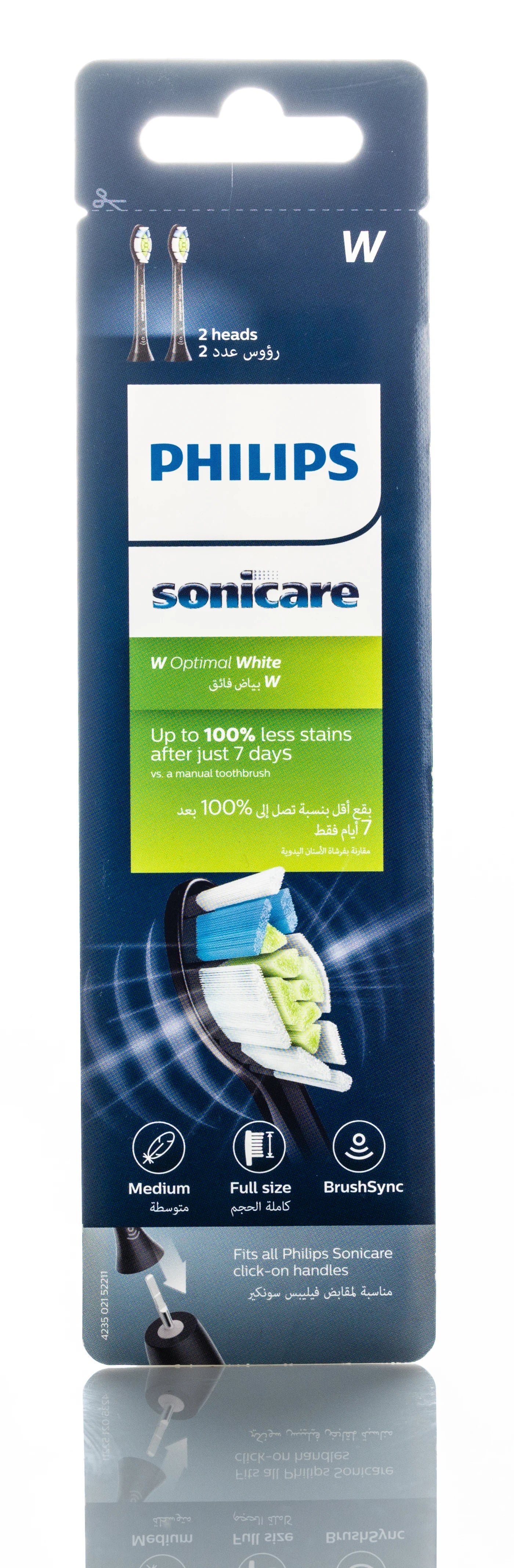 Philips Sonicare W Optimal White 2 Brush Heads-Black [HX6062/96]
